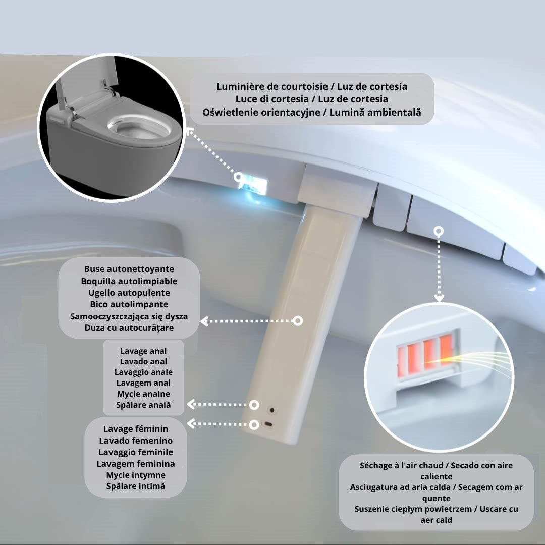SANITA SUSPENSA JAPONESA WC INTELIGENTE NASHI PACK EOS, ESTRUTURA COM DEPÓSITO INTEGRADO - DESCARGA DUPLA AUTOMÁTICA, HIDROMASSAGEM, CONTROLE REMOTO - 3