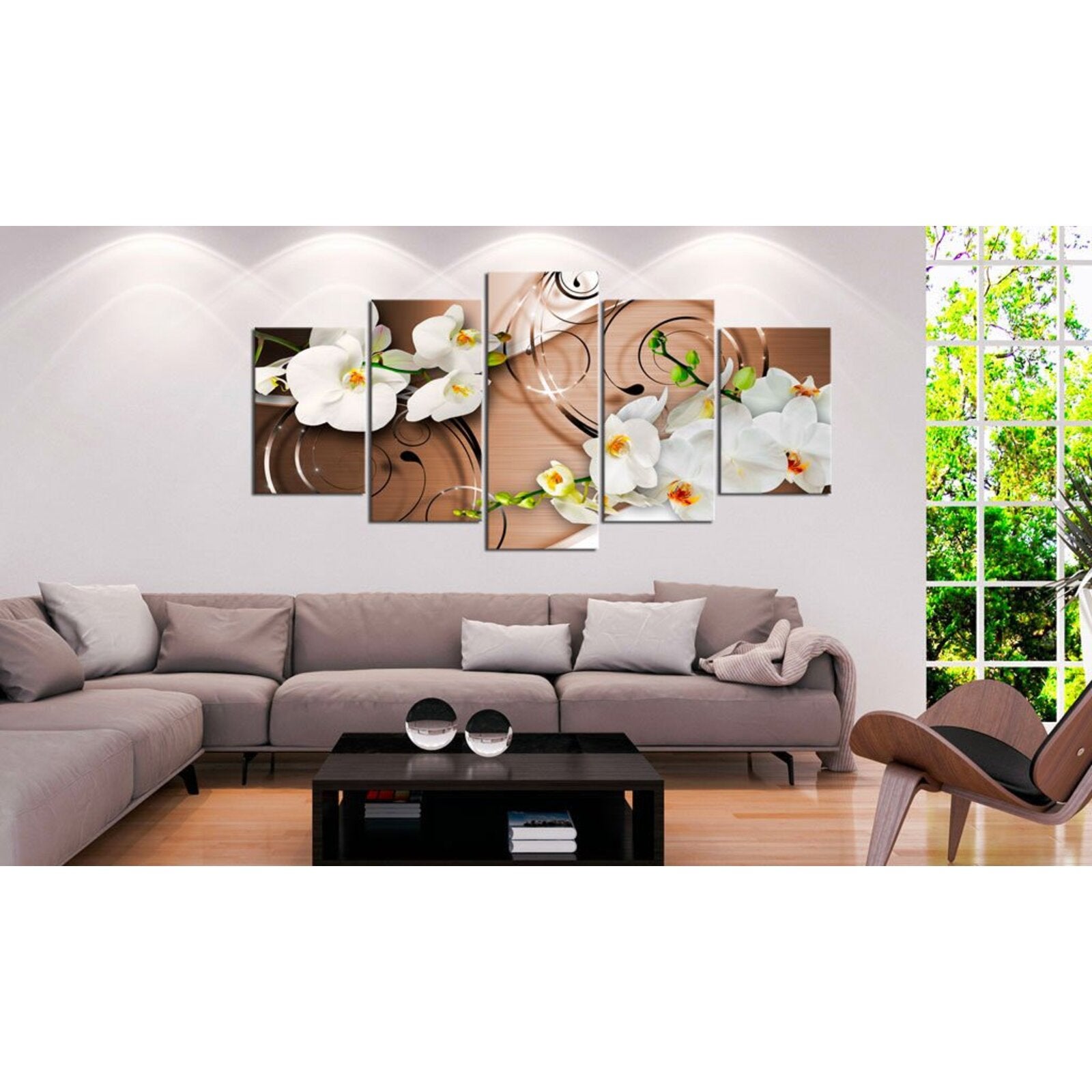Tableau orchidées d'ivoire - 200 x 100 cm - 2