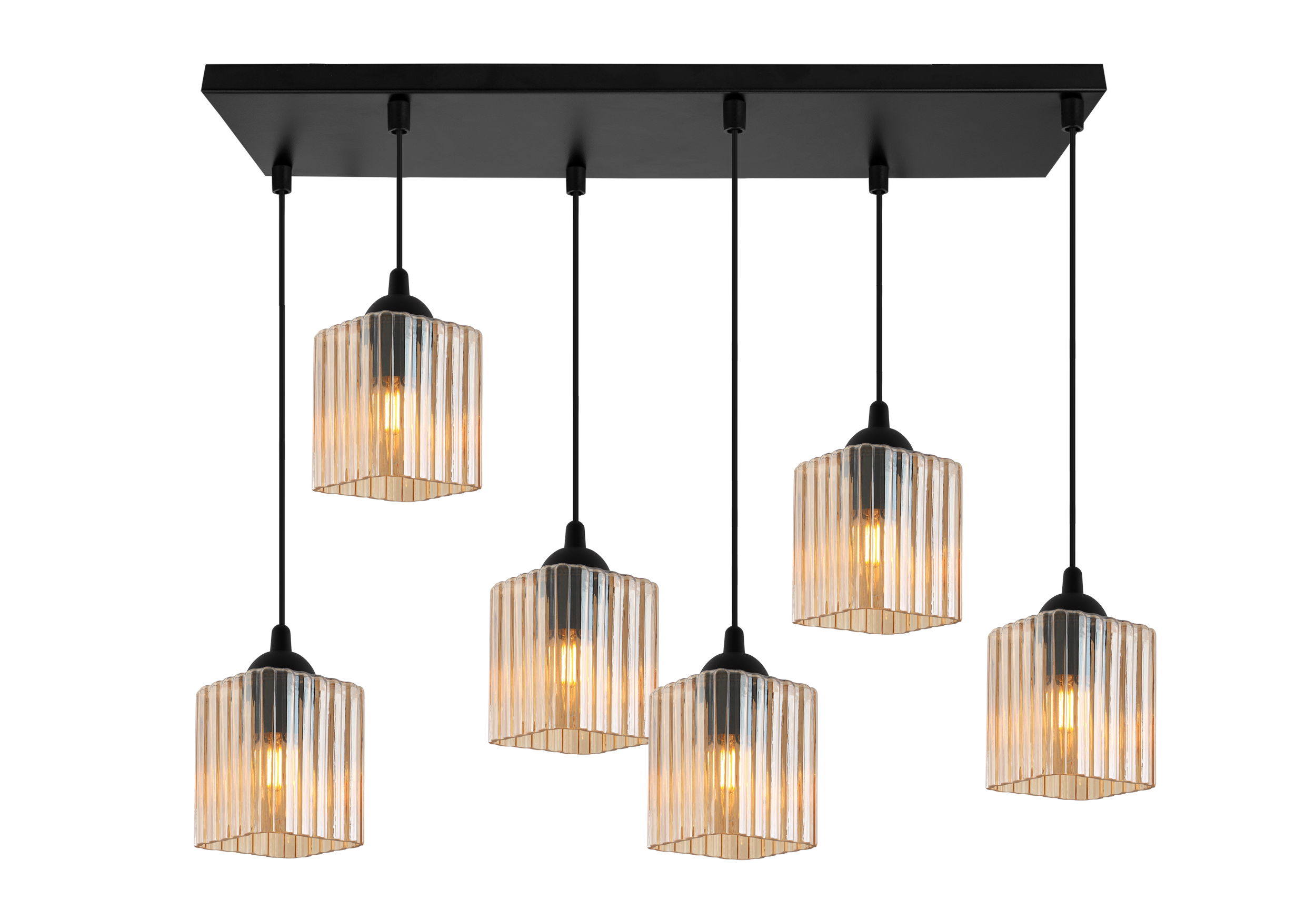 Lampa sufitowa wisząca Riffle loft 6xE27 klosz sześcian miodowy Light Home LH