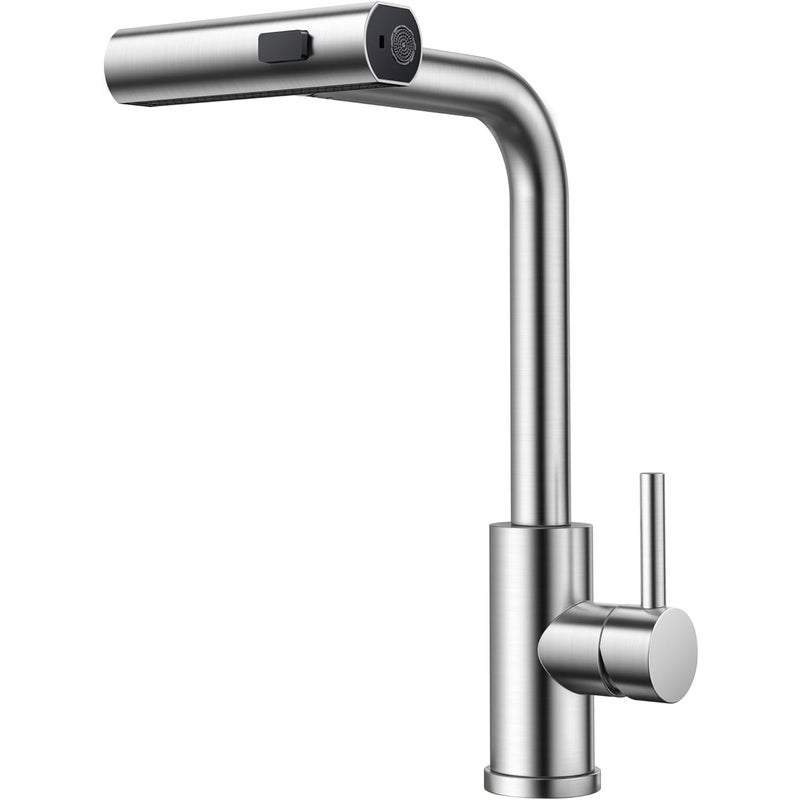 Bateria kuchenna, obrotowa bateria kuchenna, 3 tryby natrysku, stal nierdzewna, kolor czarny