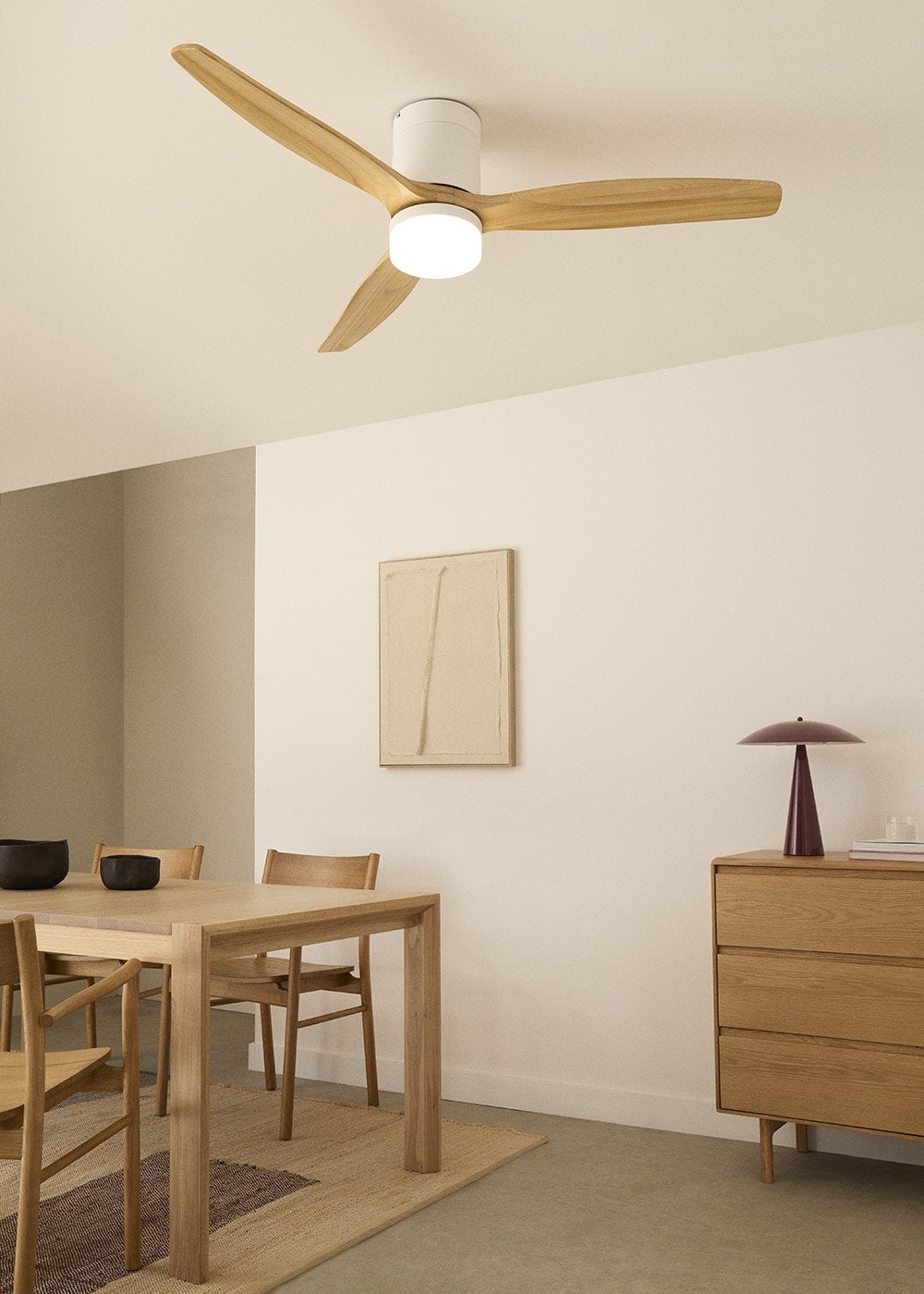 WIND CALM M - Ventilateur de plafond silencieux 40W avec pales techniques en ABS de différentes tailles avec eclaraige sans wifi - 3