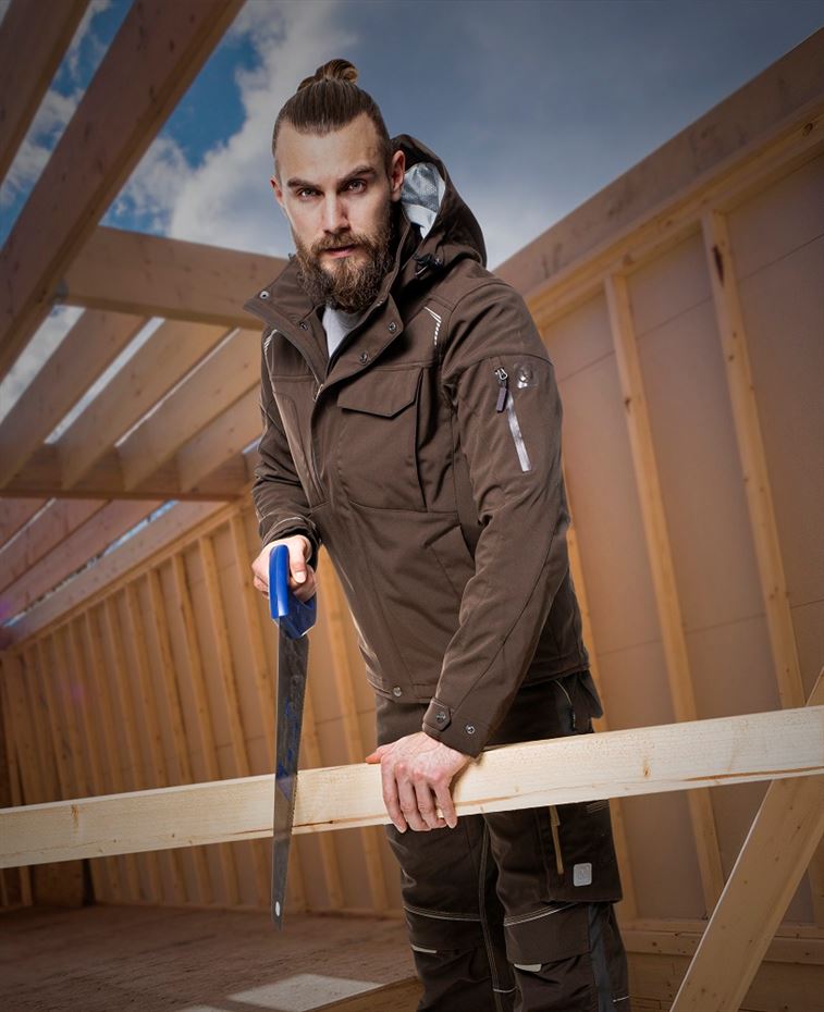 Veste de travail Softshell R8ED+ Marron Taille L Leroy Merlin