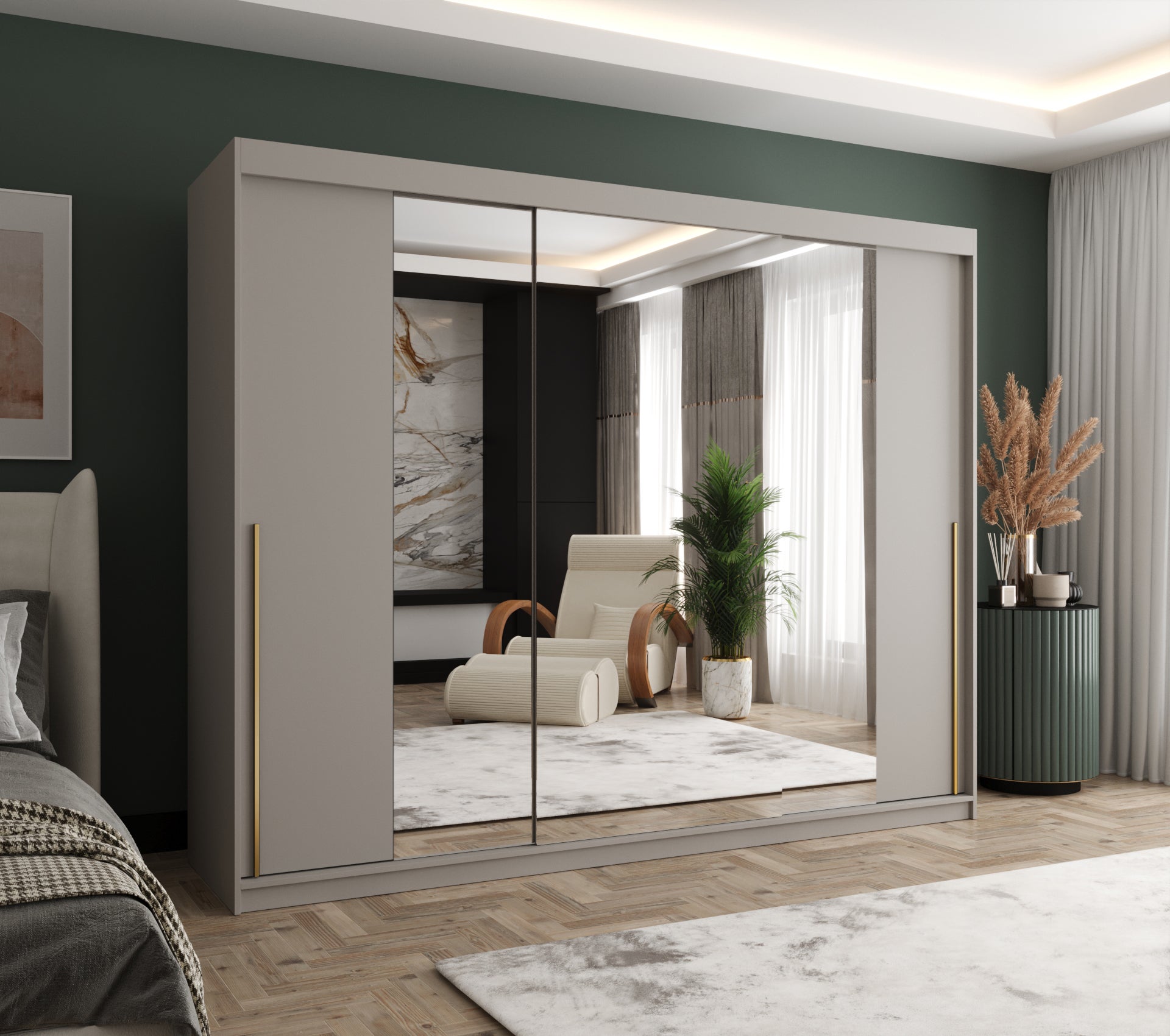 Szafa przesuwna z lustrem SIMA T2 250 x 62 x 200 kaszmir + u. złoty - 2