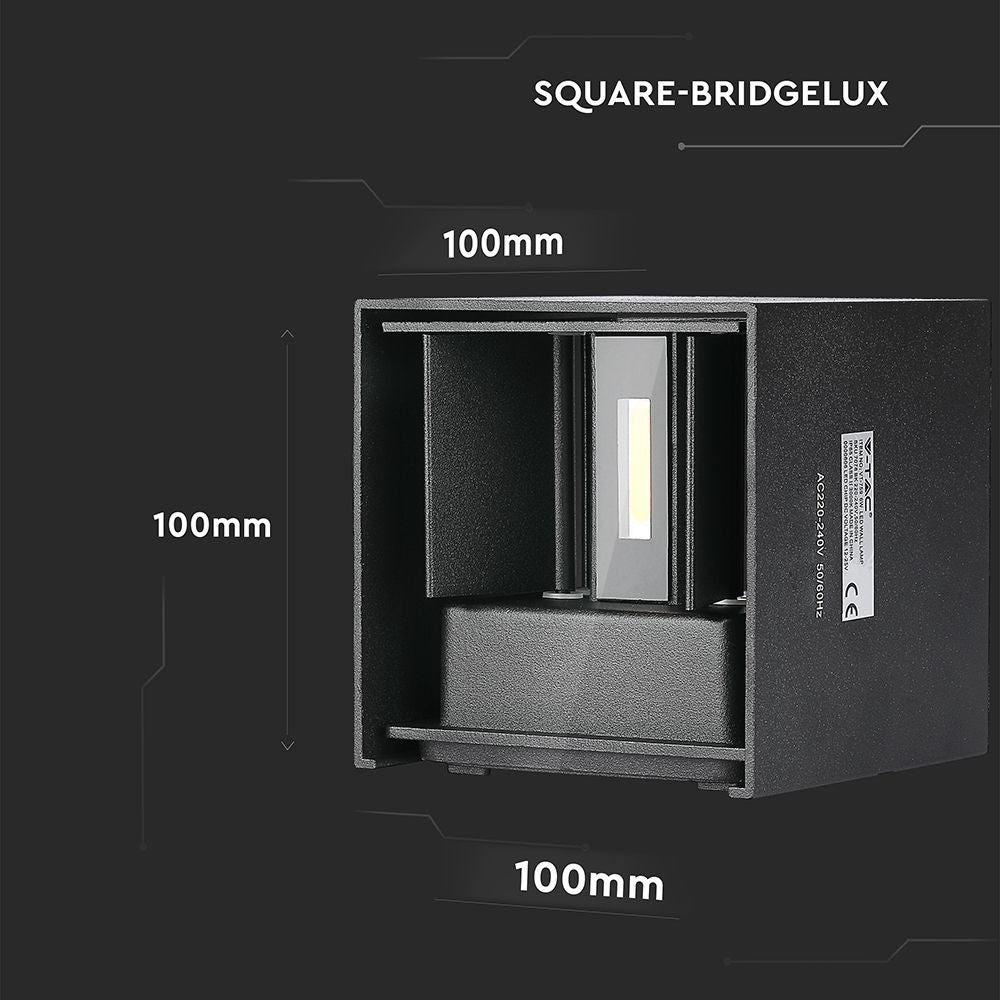 Applique de Pared LED 11W Puce Bridgelux Noir Carré 4000K 1320lm - 2