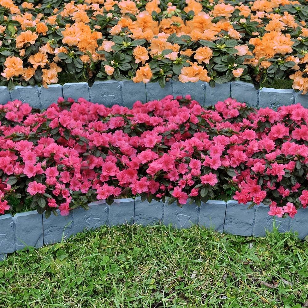 Bordures de Jardin Imitation Pierre - 25 x 10 x 1 cm - Séparation Massifs, Potagers et Espaces Extérieurs Lot de 10 - 6