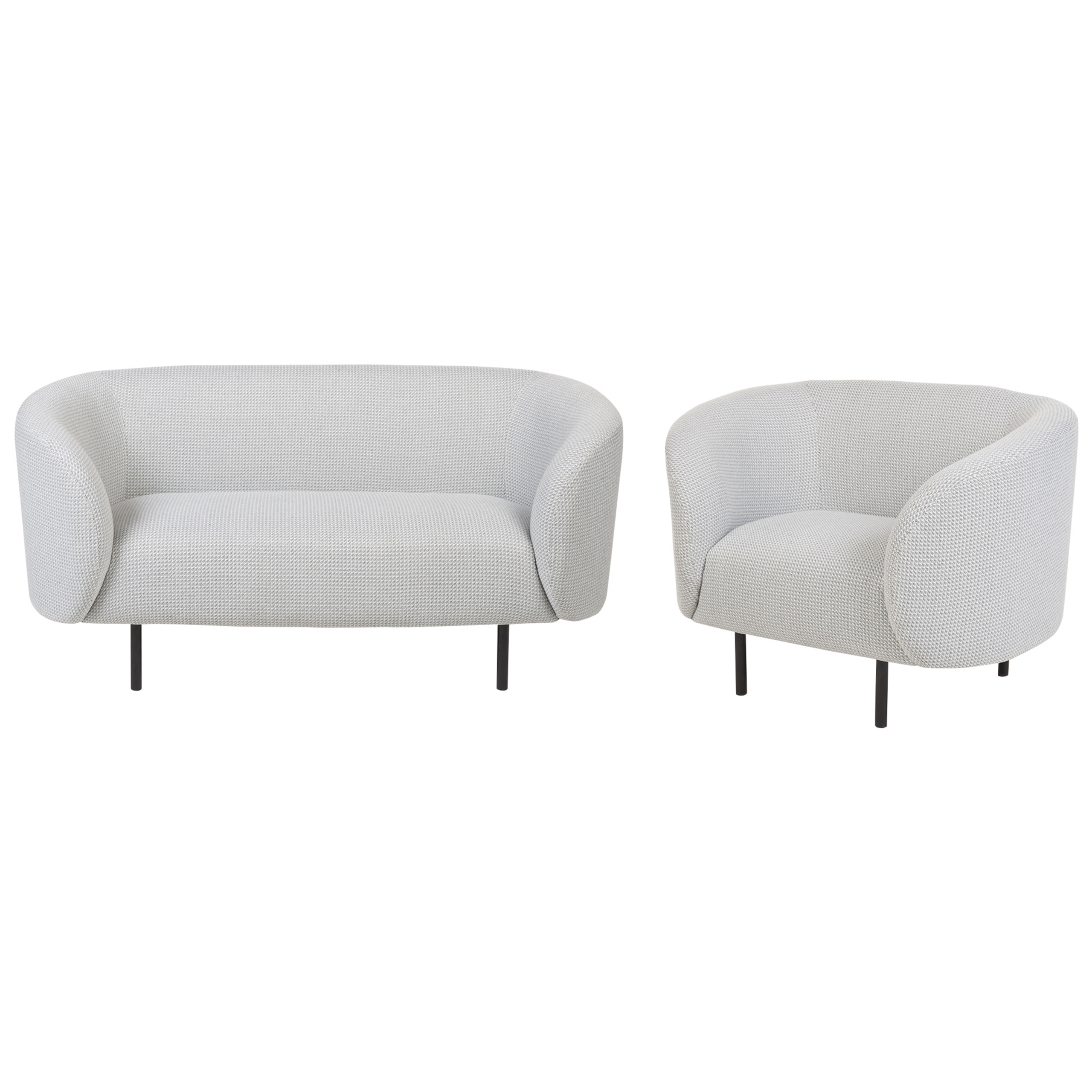 Beliani conjunto de sala de estar 3 plazas de poliéster blanco/negro loen