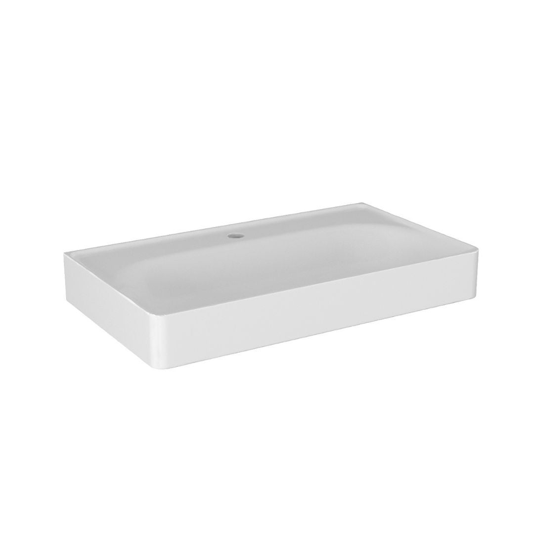 Umywalka wpuszczana MOSS Solid Surface 70 cm biały mat z otw