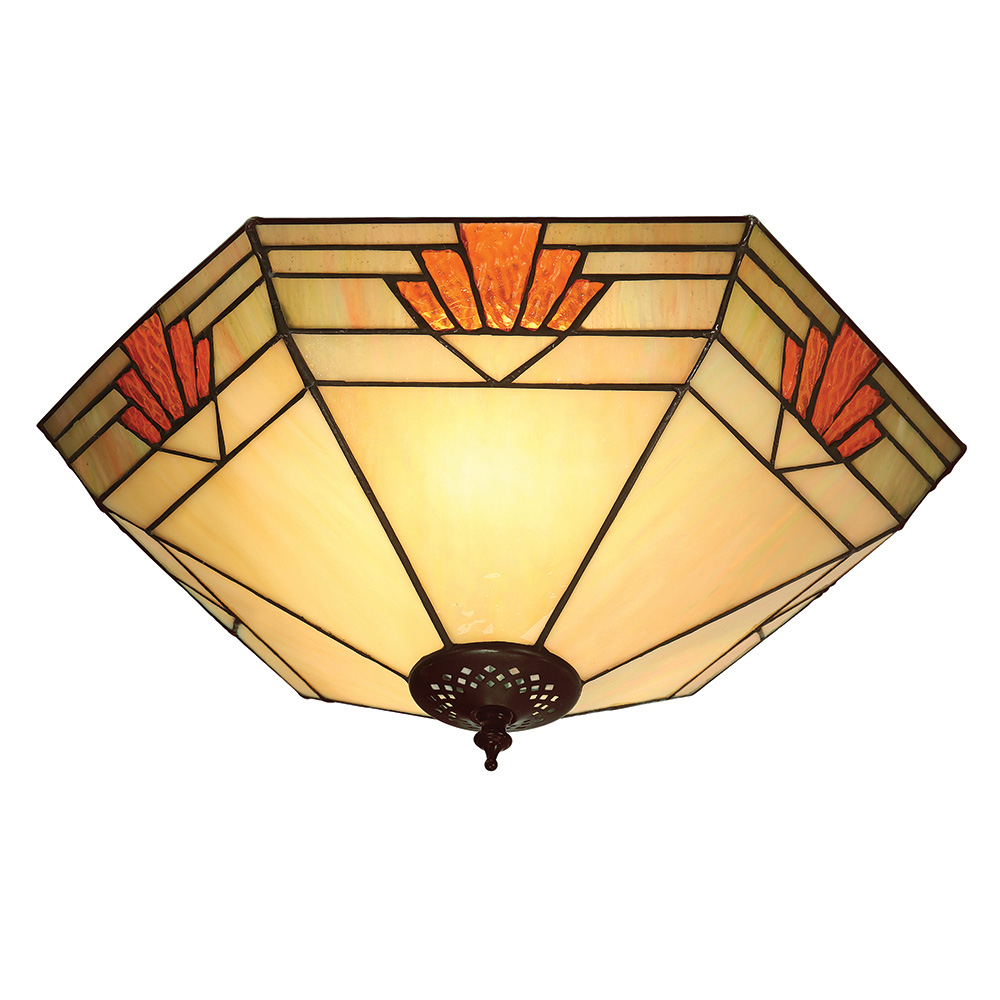 Plafon niestandardowy art deco NEVADA brązowy 2xE27x20W szkło wym:16x40x40cm IP20 Tiffany