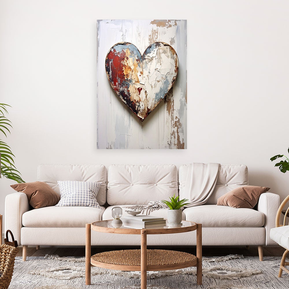 Obraz do salonu sypialni loftu spa, 3D Serce miłość w stylu shabby chic 40x60 - 2