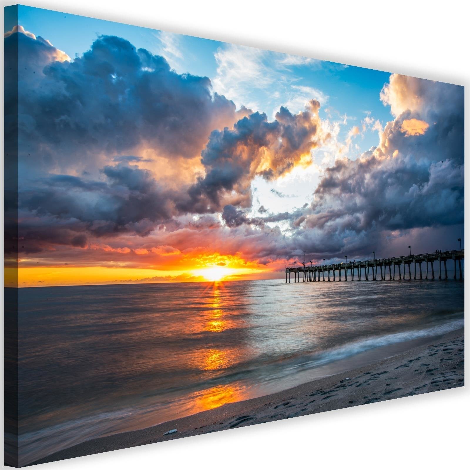 Tableau jetée au coucher du soleil - 90 x 60 cm | Leroy Merlin