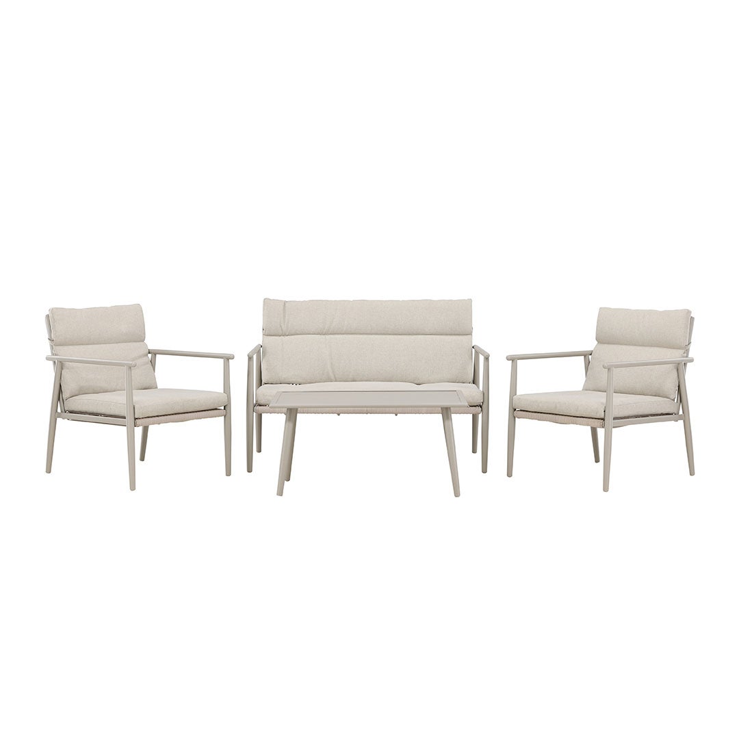 Mazzaro zestaw wypoczynkowy 1 sofa, 2 fotele, 1 stolik kawowy beżowy.