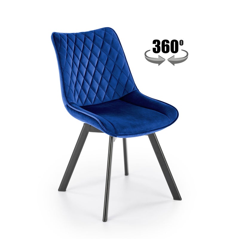 Krzesło tapicerowane K520 VELVET granatowe obracane