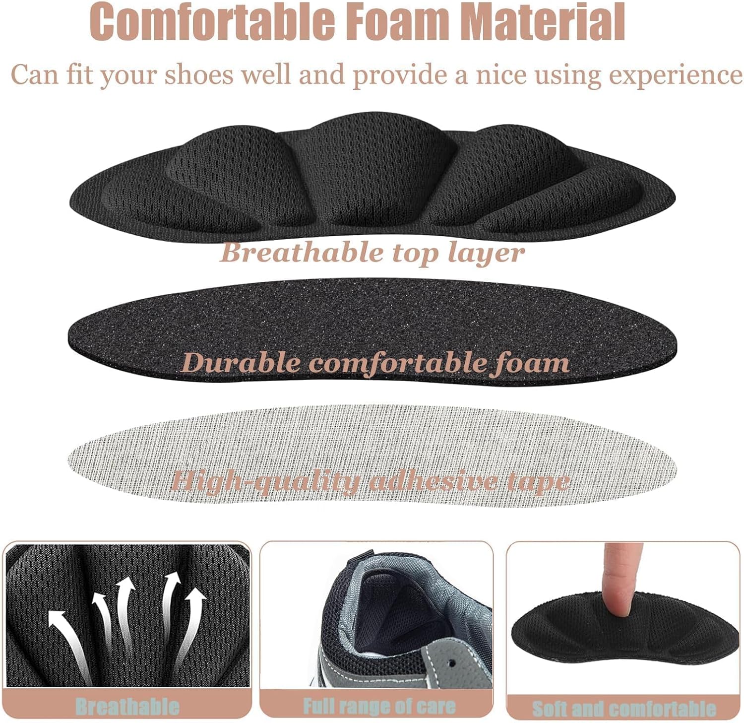 Lot de 6 Paires Coussinets, Protection Chaussure Homme et Femme, Inserts de Talons, épais, Autocollants, pour l'arrière du Talon, chaussure... - 3