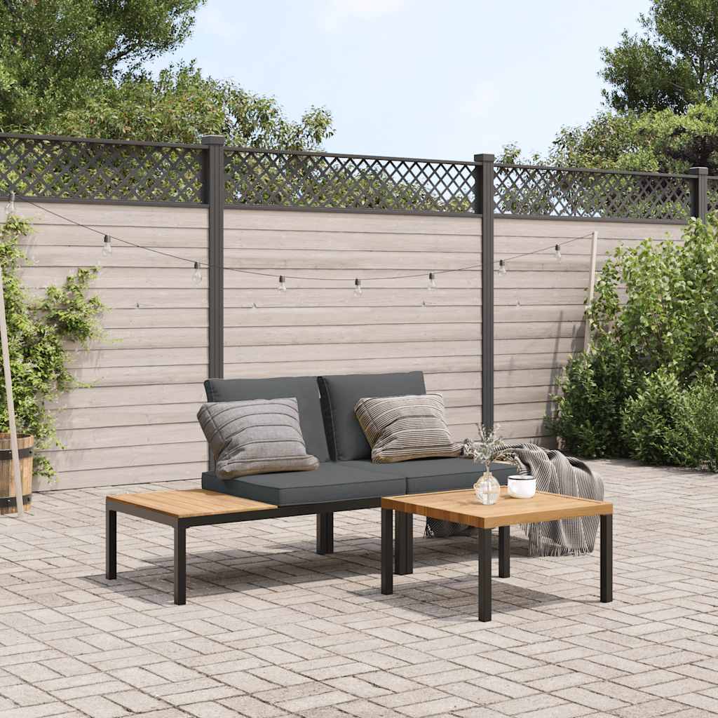 3-cz. zestaw mebli do ogrodu, z poduszkami, czarne aluminium vidaXL