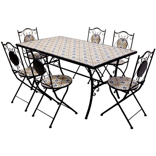 Tavolo Sedie Pieghevoli Ferro Giardino Set Da Pranzo Completo