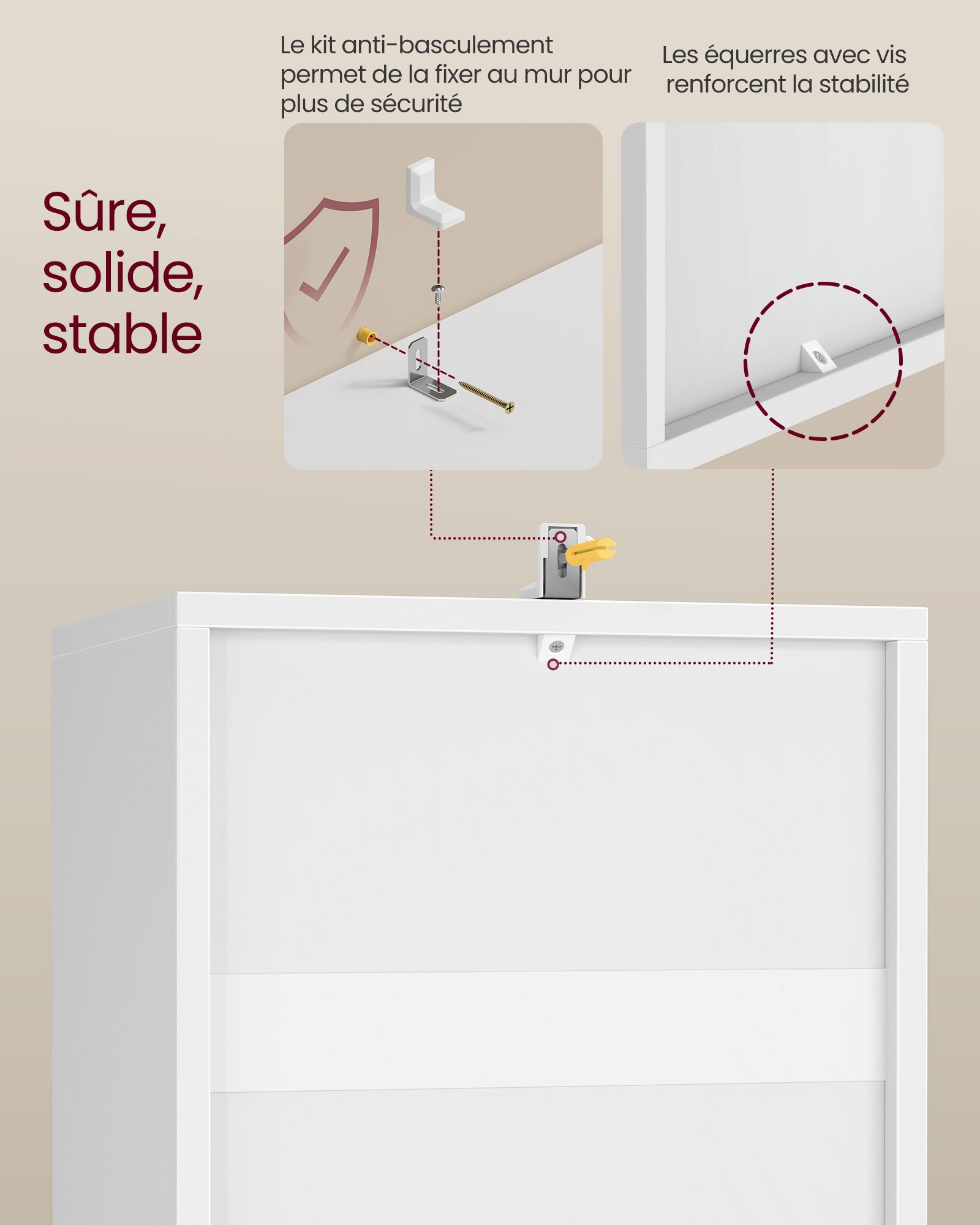 Bibliothèque, Étagère sur 4 Niveaux, avec Étagères Réglables, Meuble de Rangement Ouvert, pour Salon, Chambre, Bureau, Blanc Nuage - 4