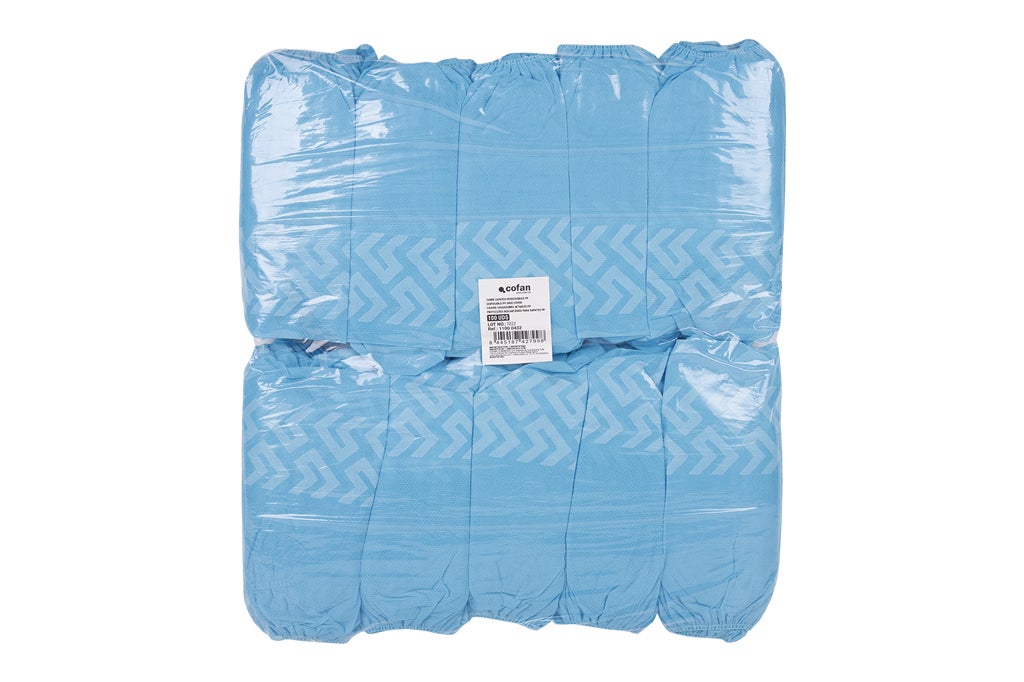 Cofan Cubrezapatos desechables | Pack de 100 unidades | Antideslizante | Material: polipropileno | Talla única | Color: azul | Cubre patucos con banda - 6