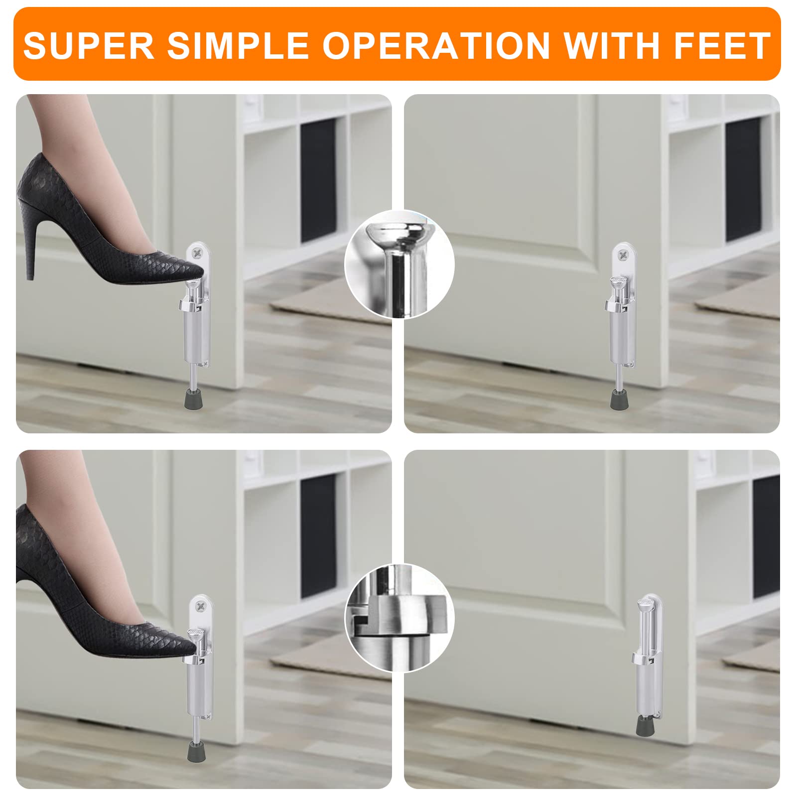 Arrêt de Porte en Métal avec Commande au Pied, Bloque Porte Sol, Stop Porte, Cale Porte, Bloc Porte, Butée de Porte Support de Porte en Alliage de - 3