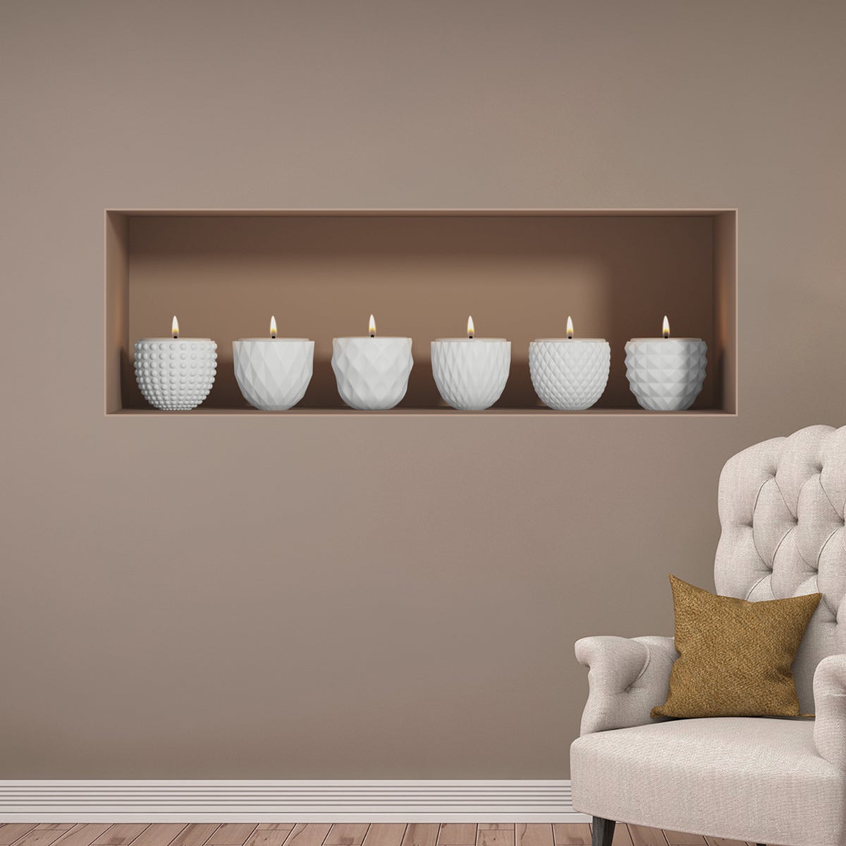 Vinilo efecto 3d 6 velas - adhesivo de pared - revestimiento sticker mural decorativo - 40x120cm