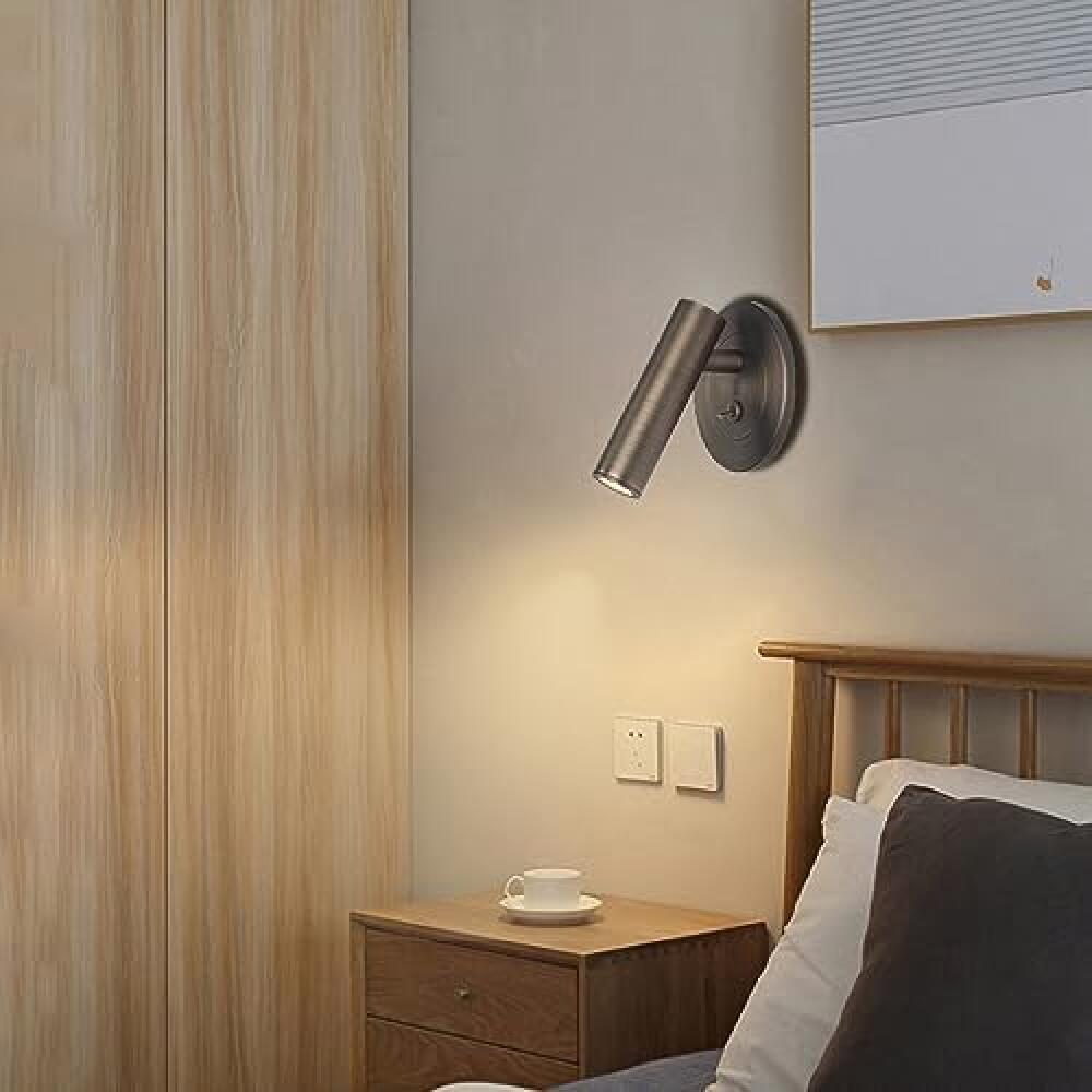 Applique murale LED réglable avec interrupteur - Applique de chevet pour chambre à coucher et salon - Luminaire encastré - 5