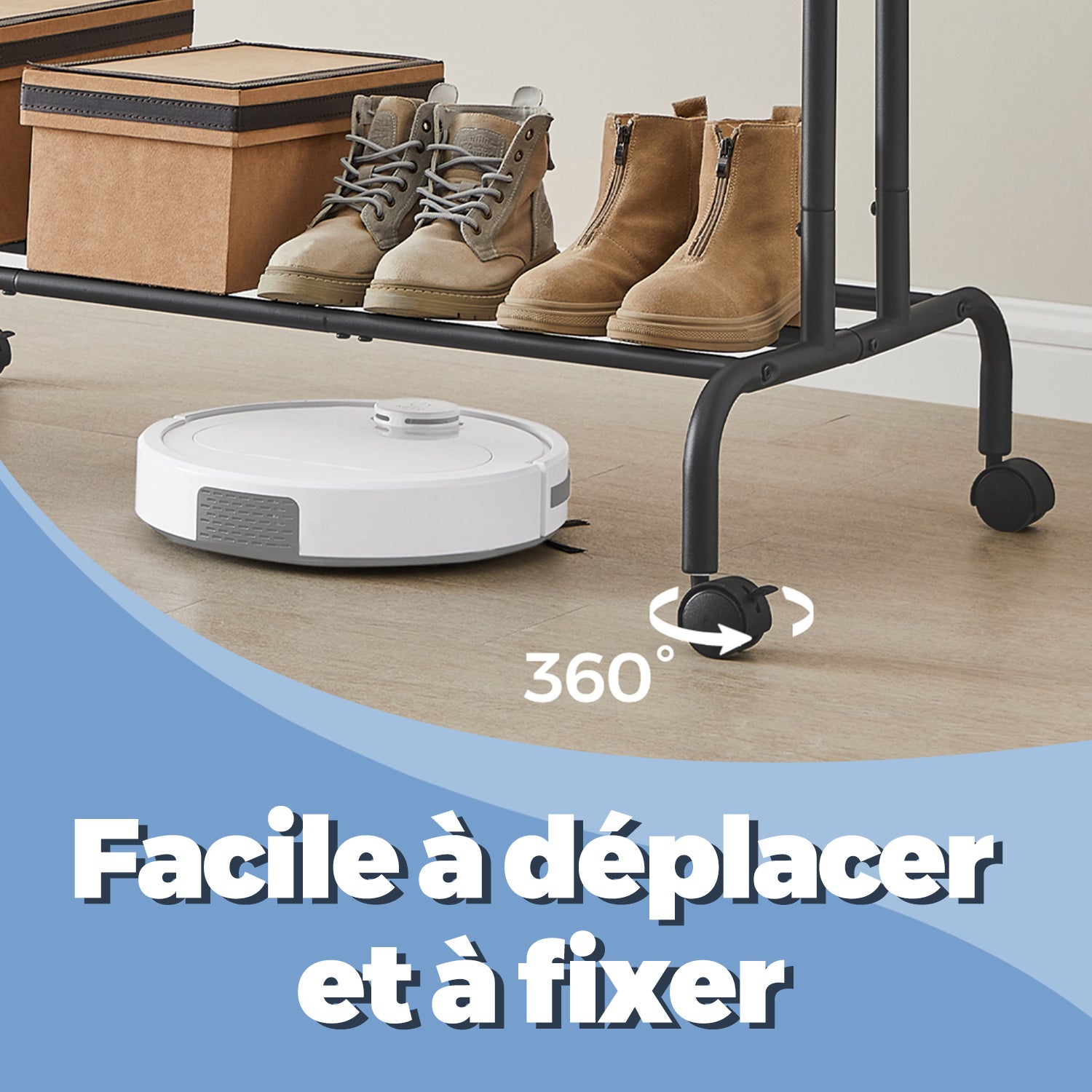 Portant à Vêtements, Double Barre avec Roues, Robuste, Rangement et Présentation de Vêtements, Noir - 5