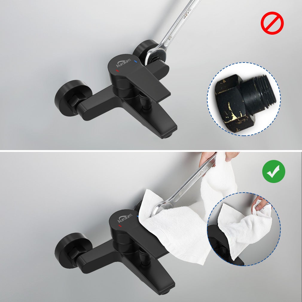 Mezclador de bañera con kit de mezclador de ducha de mano Grifo de bañera en cascada Mezclador de bañera Mezclador monomando de baño Negro - 9