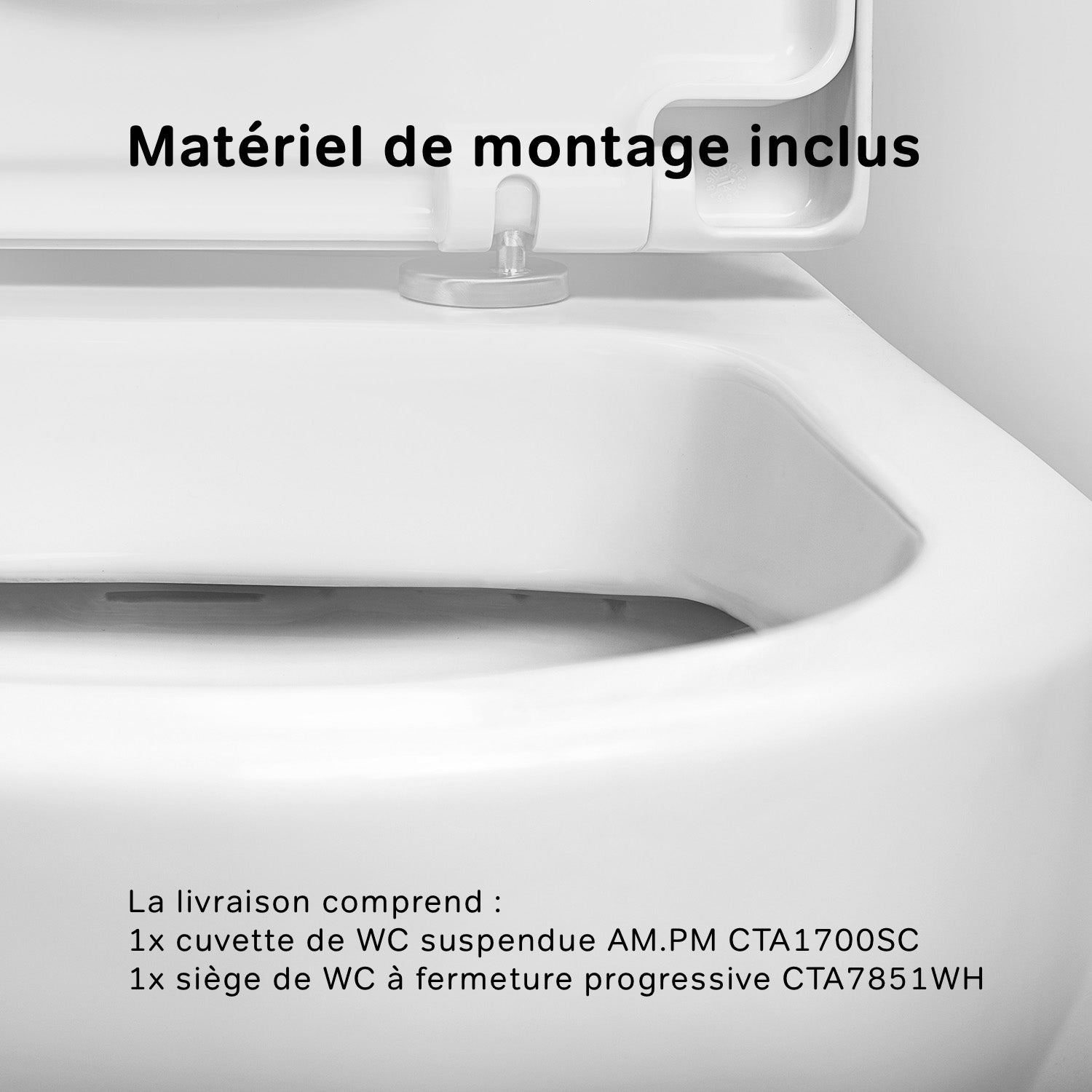 Pack WC suspendu bâti mural et cuvette Plaque Round Noire Pack WC Bati-support AM.PM Like - 7