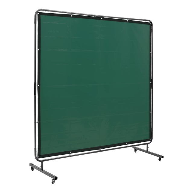 Écran de soudage 6'x6',SucceBuy cadre,rideau vinyle ignifuge,4 roues pivotantes (2 verrouillables),écran mobile pour atelier/industriel,vert