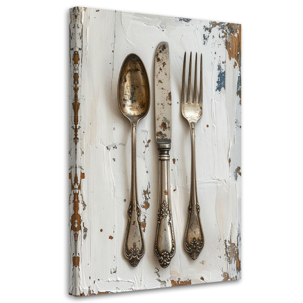 Obraz do kuchni jadalni salonu, Sztućce w stylu shabby chic 80x120