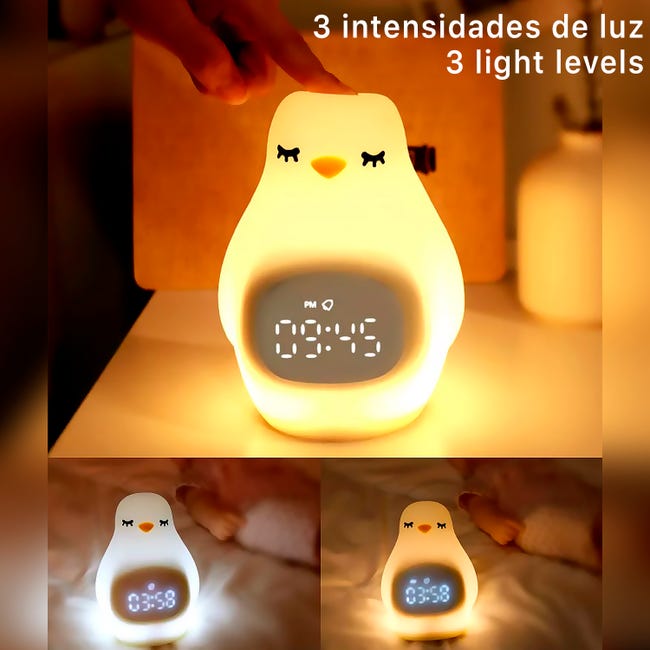 Sveglia per bambini, pinguino con luce notturna e funzione Sveglia per bambini, pinguino con luce notturna e funzione