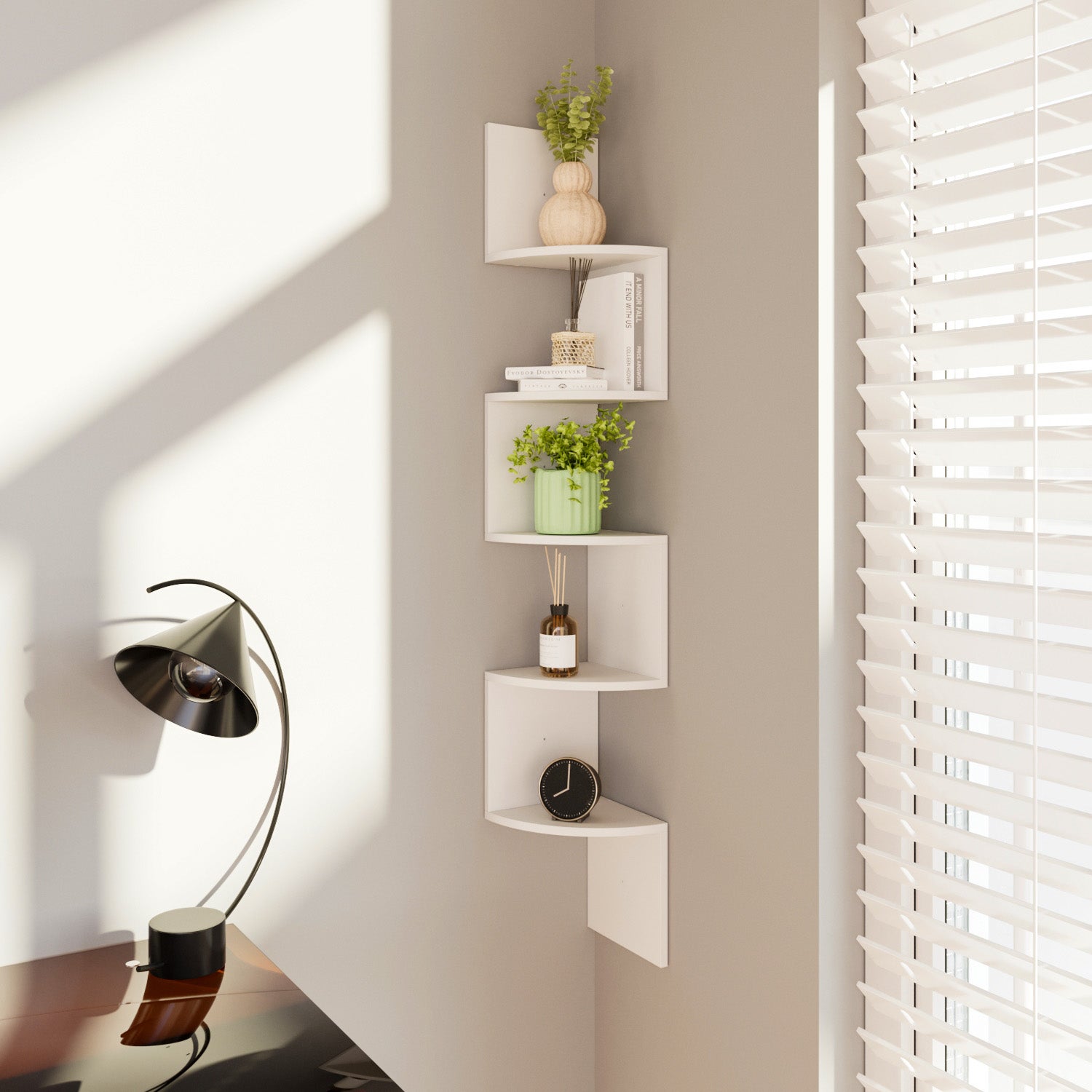 Libreria Scaffale Mensole Parete Angolare Moderna 5 Ripiani ad Angolo Bianco | Leroy Merlin