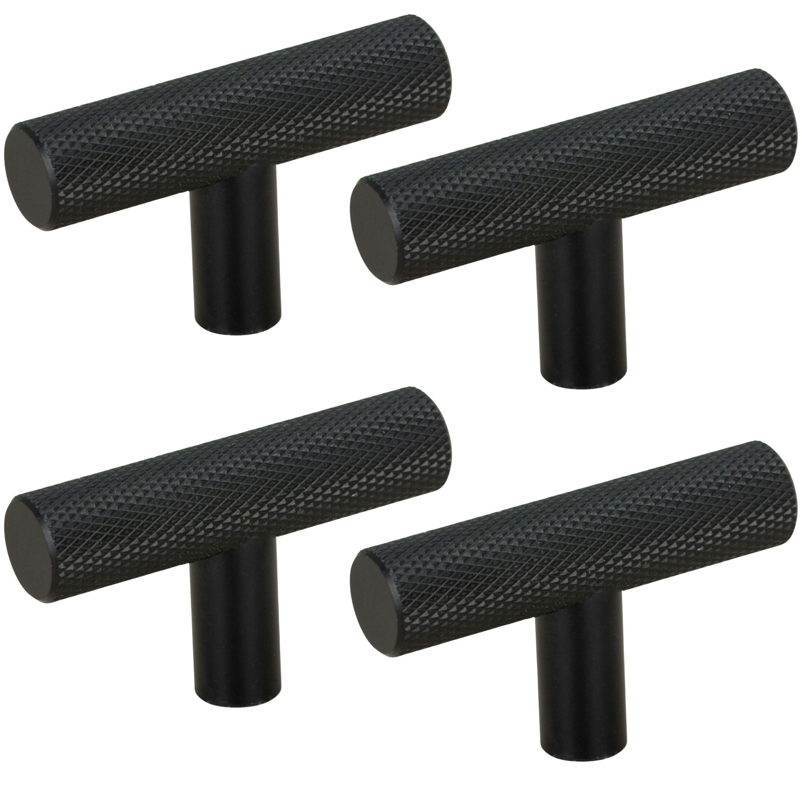 4 x Gałka meblowa reling ryflowana metalowa czarna