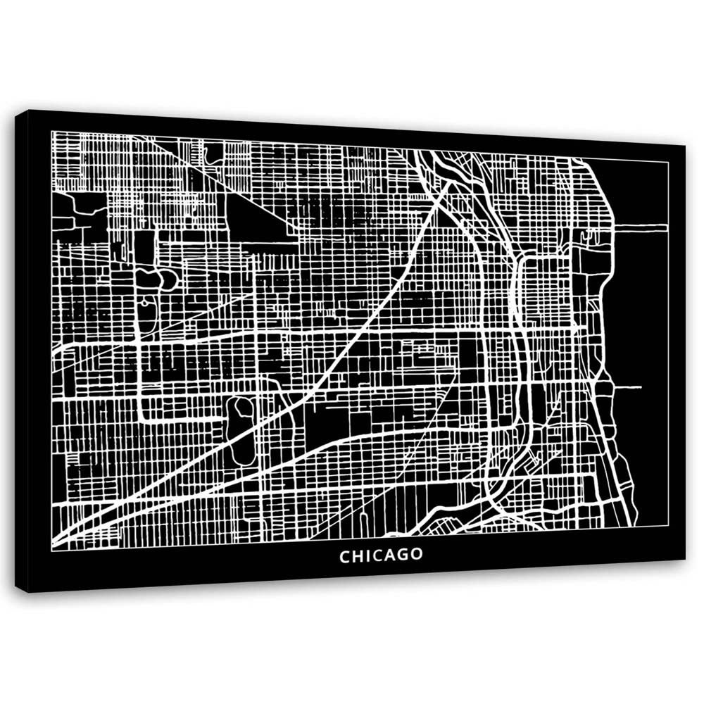 Obraz na płótnie, Chicago - plan miasta 100x70