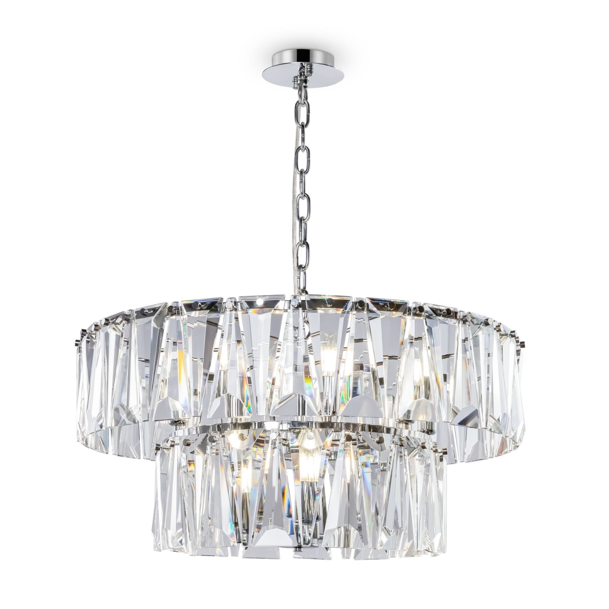 Lampa wisząca Puntes chromowana transparentna 12xE14x40W kryształowy wym: 80 x 68 x 68 cm kryształ Maytoni