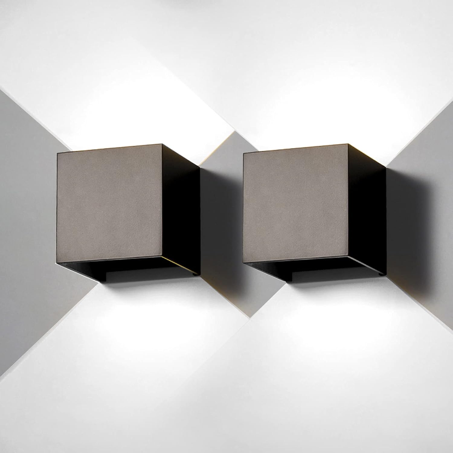 10W Zewnętrzna lampa ścienna Czarna 10*5*10 cm 2 szt. Białe światło Nowoczesna kwadratowa aluminiowa podwójna głowica Ściemnialna lampa ścienna