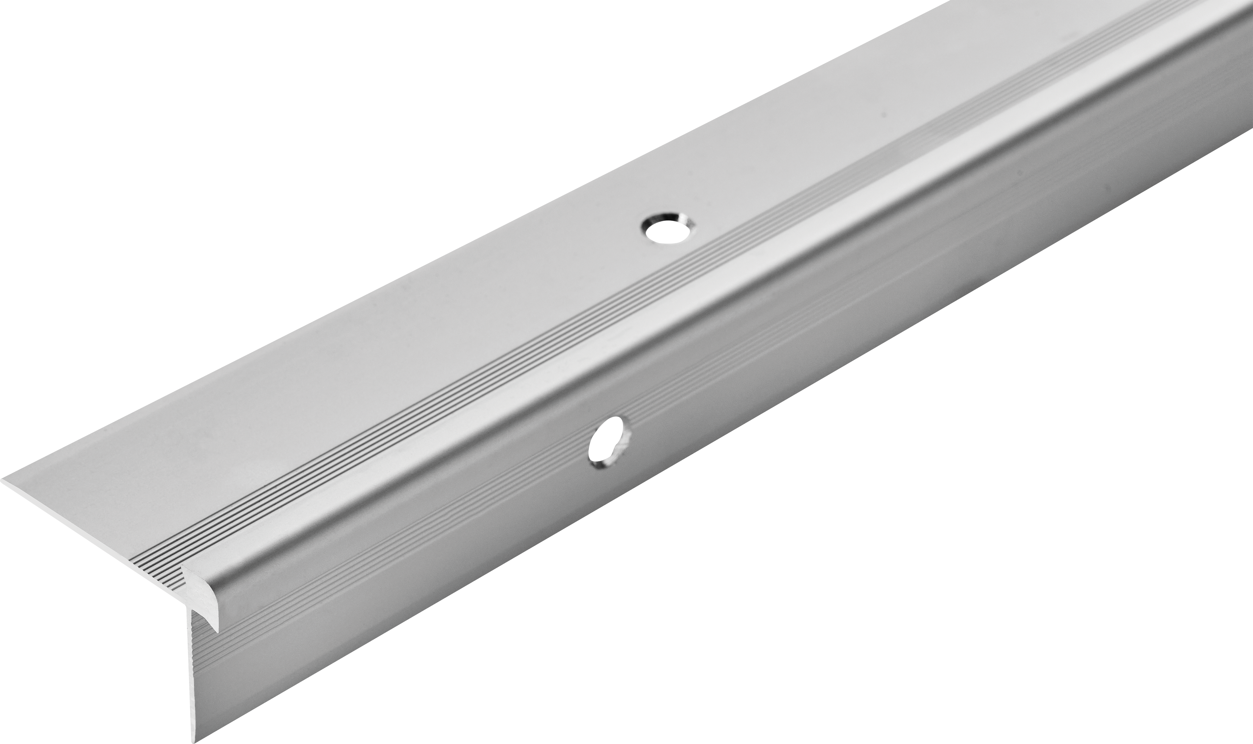 Profil aluminiowy do paneli LVT schodowy krawędziowy 3mm 38x25mm Cezar Srebrny Mat 2,70m