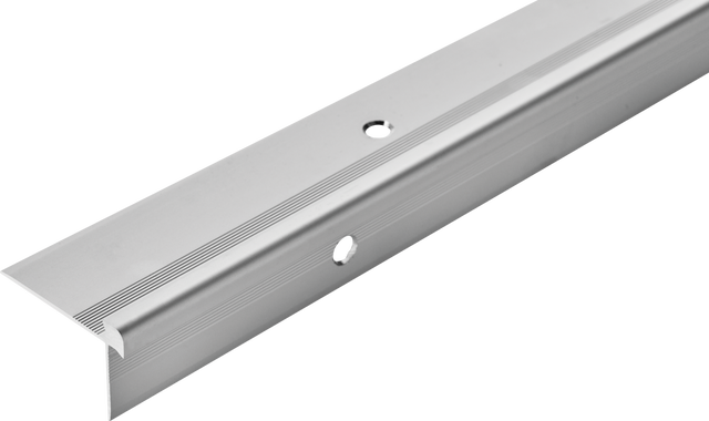 Profil aluminiowy do paneli LVT schodowy krawędziowy 3mm 38x25mm Cezar Srebrny Mat 2,70m