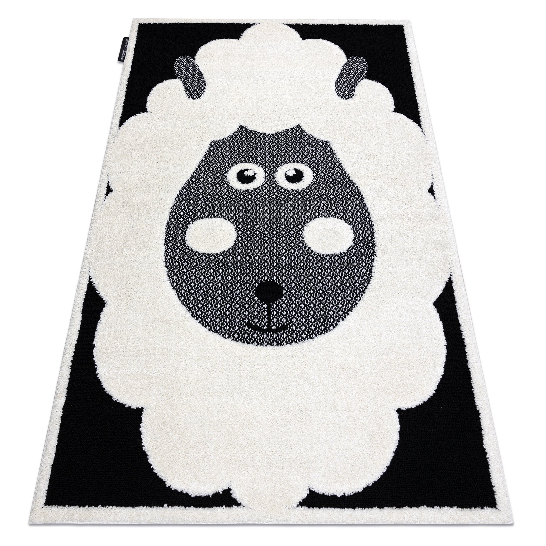 Dywan dziecięcy JOY Sheep owca, dla dzieci - Strukturalny, dwa poziomy runa krem / czarny 120x170 cm