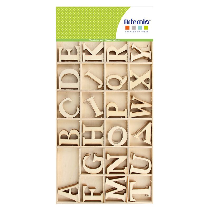 130 Lettres En Bois Colorées - Alphabet Majuscules Avec Plateau Rangement Pour DIY