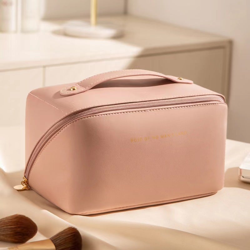 Borsa Organizer Porta Trucco Grande, Marrone – Da Viaggio E Toilette Impermeabile Con Manico - 2