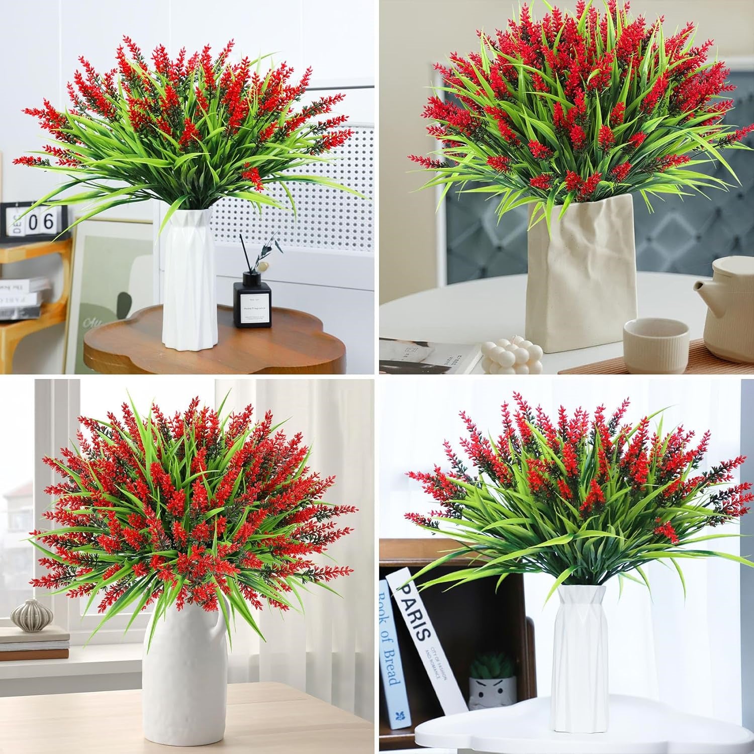 12 Mazzi Di Fiori Artificiali Autunnali Per Esterno - Piante Finte In Seta UV Resistant Per Giardino E Patio