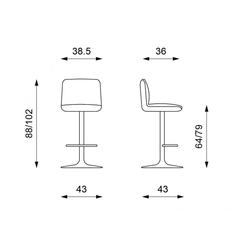 Jimmy - Czarny stołek materiałowy - zestaw 2 szt.