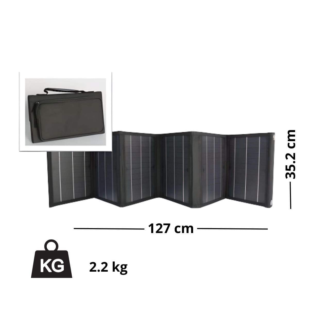 Panneau solaire portatif pliable SolarTec 60 - 60W 18V 3,3A - 6 pans monocristallins - Port USB A/C - Câble DC - Protec - 7