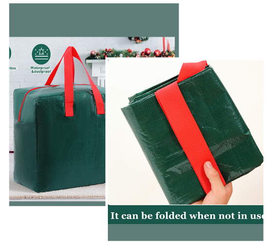 Lot de 2 Sacs de Rangement Sapin de Noël Rouge PE 42x27x38cm Tissu ...