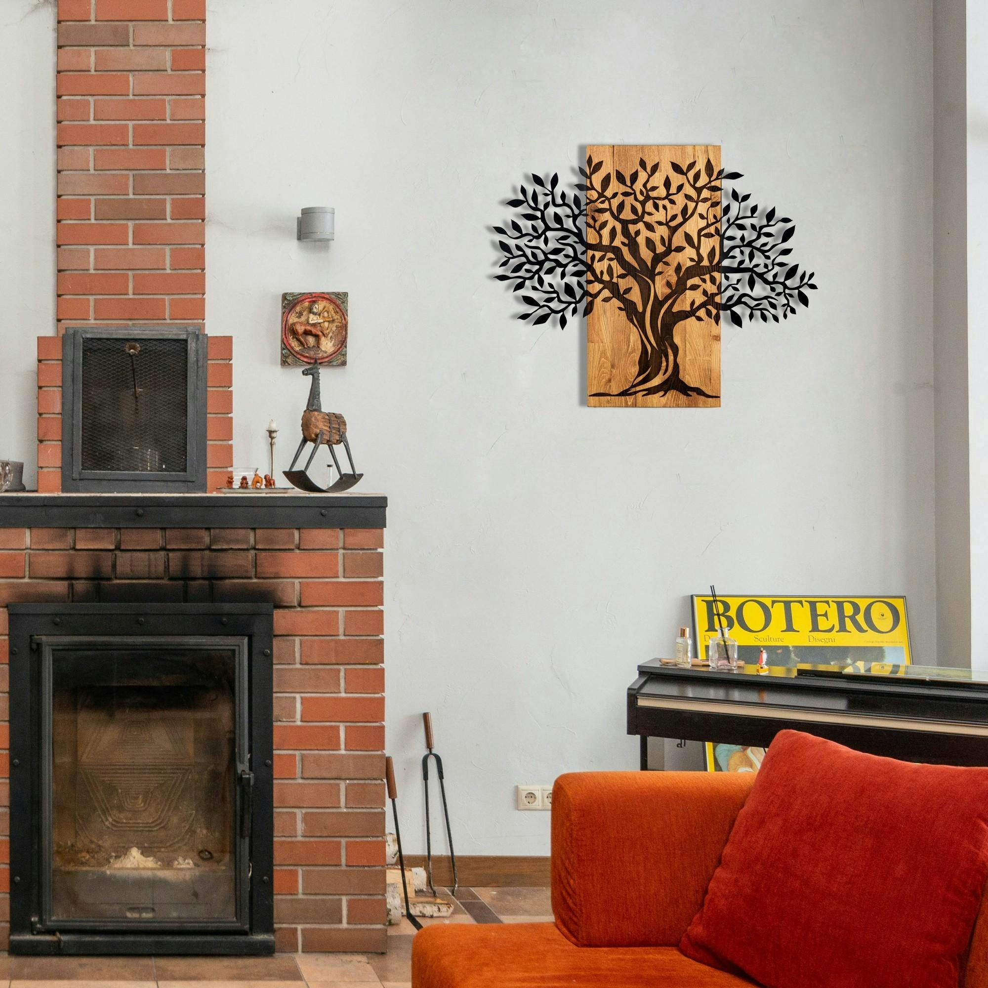 Décoration murale en métal et bois – arbre de vie - 4