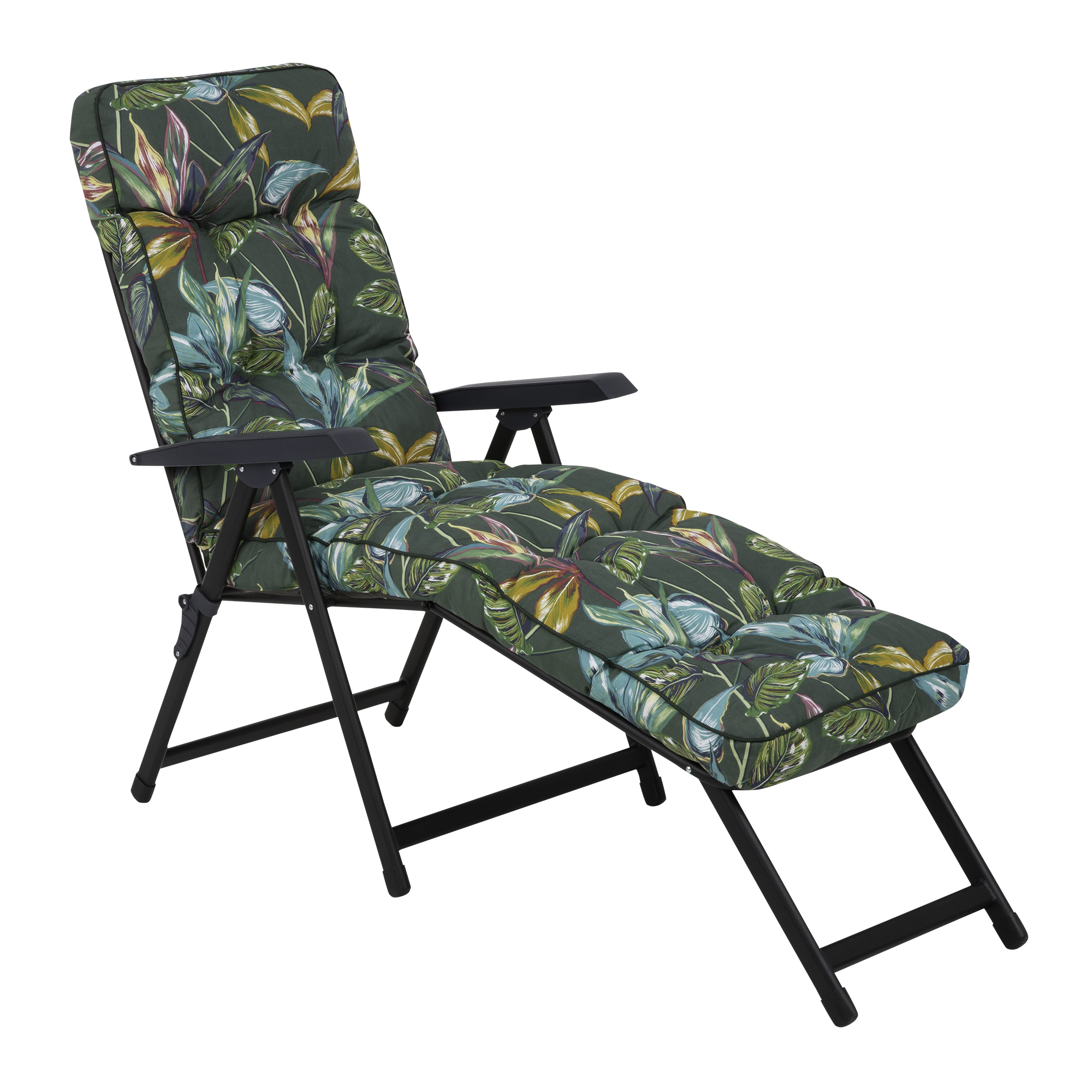Leżak ogrodowy z podnóżkiem Lena Lounger Black Edition tropikalny Patio