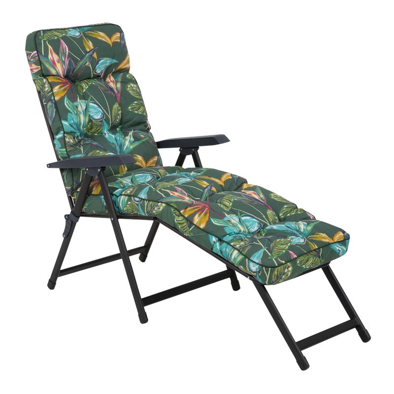 Leżak ogrodowy z podnóżkiem Lena Lounger Black Edition tropikalny Patio