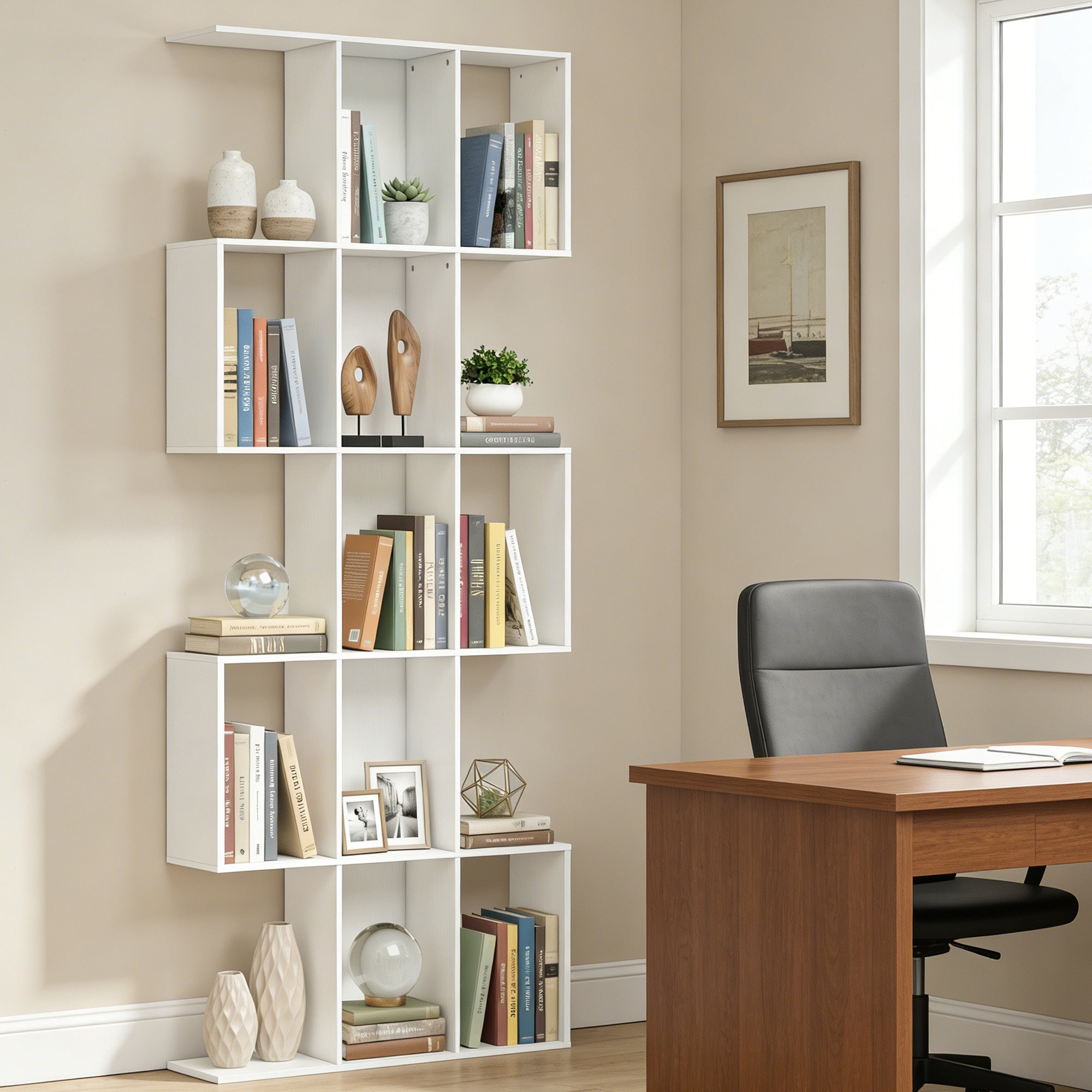 Estantería para Libros HOMCOM MDF Blanco 80x24x200 cm - 4