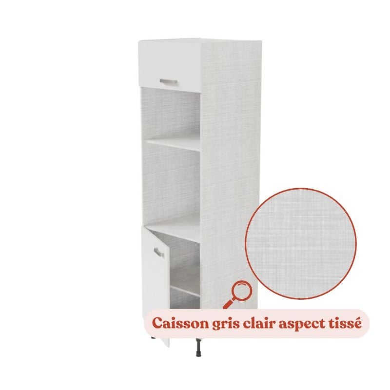 Colonne de rangement - Encastrements four et micro-ondes - Blanc - 4