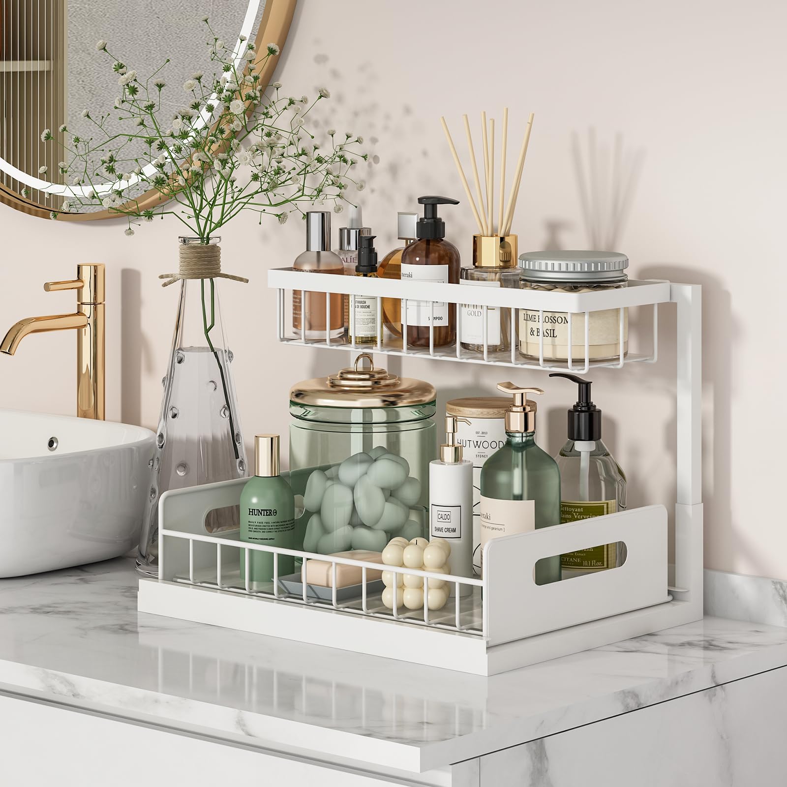Organizador debajo del fregadero, almacenamiento para cocina y baño, blanco - 5